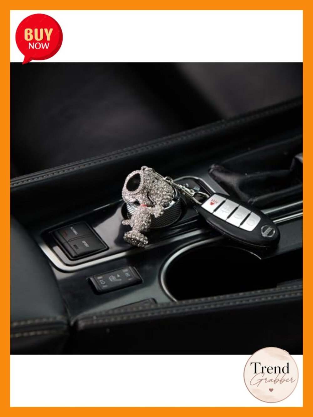 Snoopy Keychain Bag Charm Pave Crystal Rhodium Plated - Picture 3 of 6